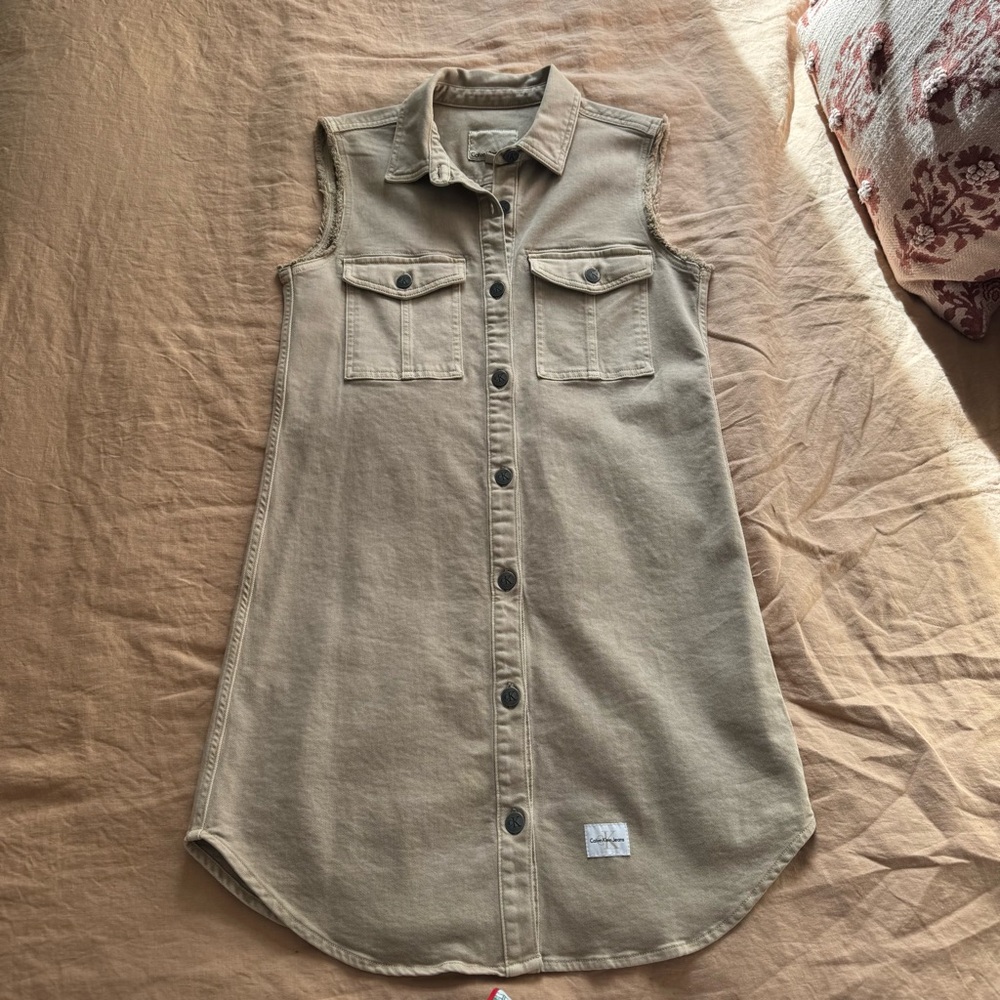 Calvin Klein Beige Button-Up Dress